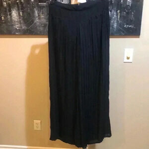 Sans Souci Black Pleated Front Wide Leg Sheer Zip Back Pants-Size M